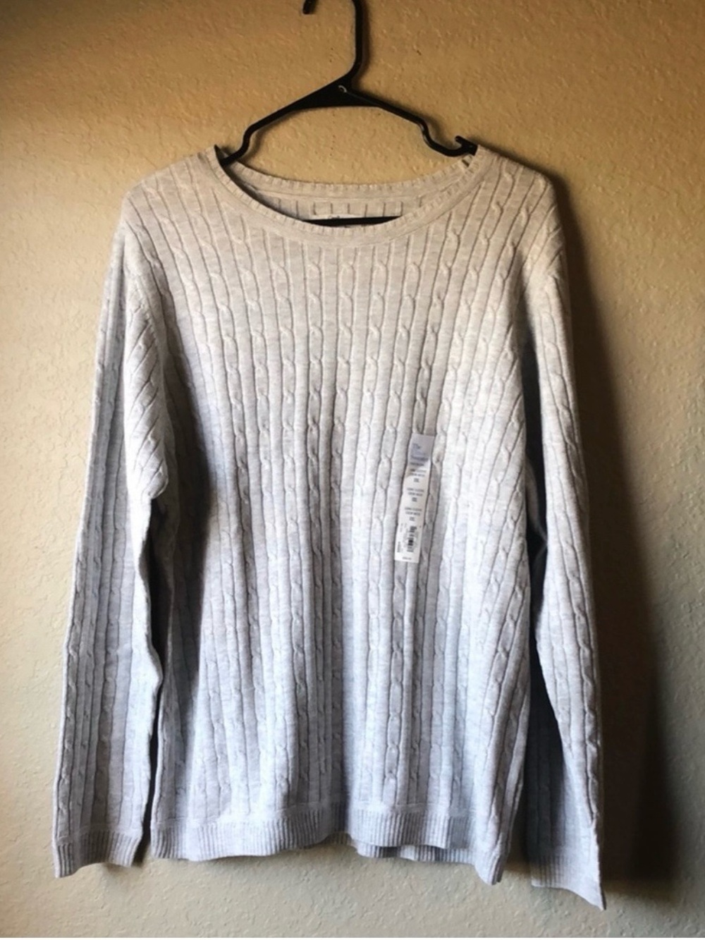 New Croft & Barrow Gray Cable Knit Crew Neck Casual Classic Preppy Women’s XXL